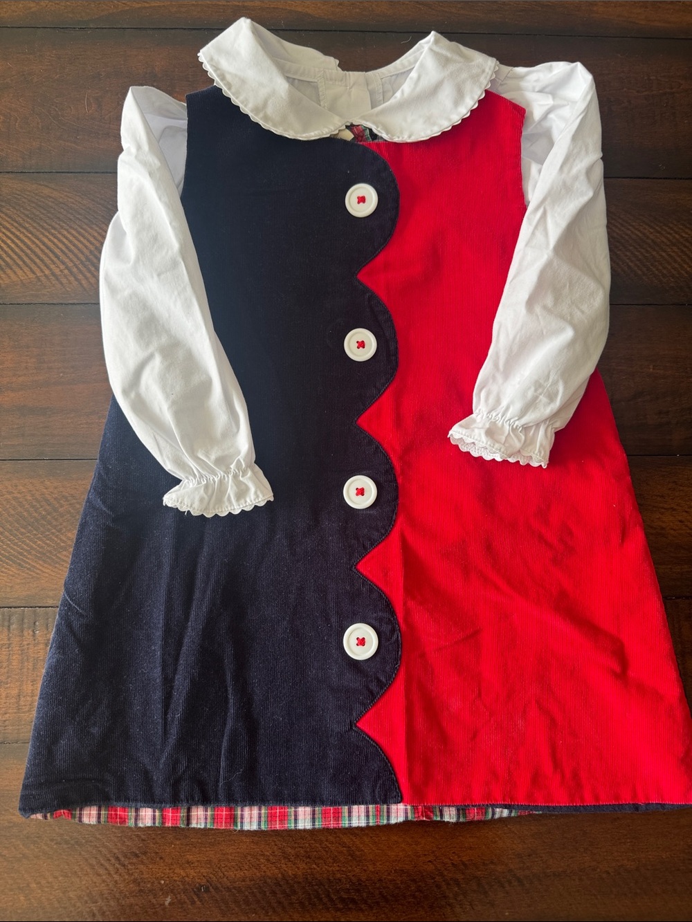 TBBC Kennedy Colorblock Jumper & White Ruffle Blouse Set Size 4T Holiday